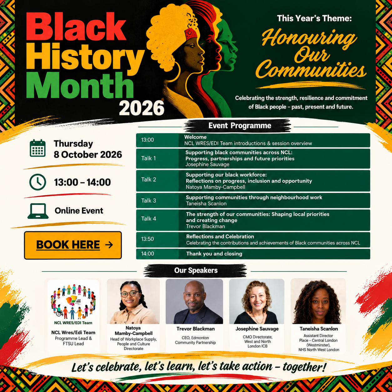 Black History Month 2026 Honouring Our Communities celebration event poster